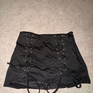 AKIRA Black Lace-Up Mini Skirt
